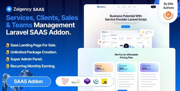 Zaigency – Services, Clients, Sales & Teams Management SAAS Addon.