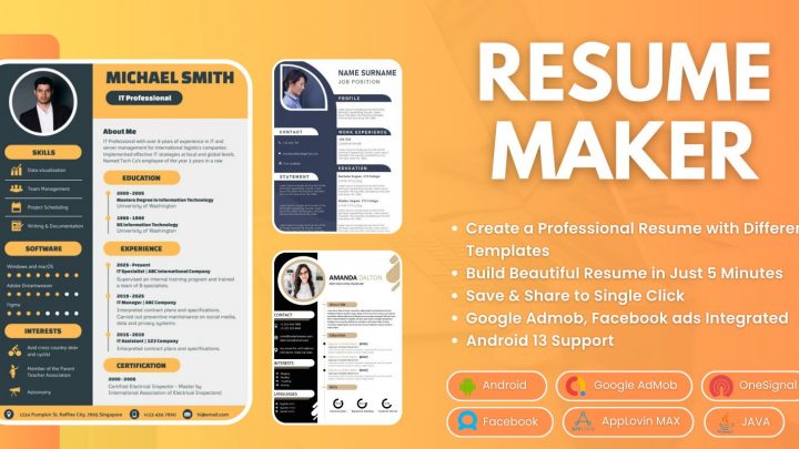 Resume Maker CV Builder with Admob FB Integration Android App Source Code