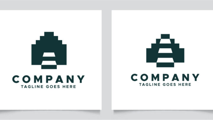 Letter A stairs logo design template