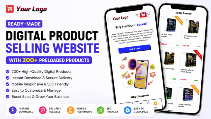 Ready-Made Digital Product Selling Website with 200+ Preloaded Digital Products