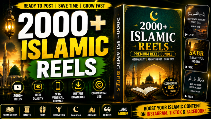 2000+ Premium Islamic Reels Bundle | Ready-to-Post HD Islamic Videos | Quran, Hadith, Dua & Motivation Reels | Commercial Use