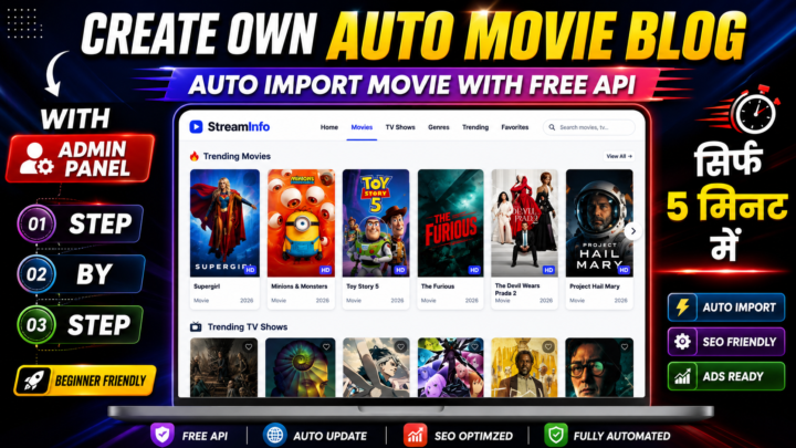 Auto Movie & TV Series Information Website (TMDb API) | PHP, MySQL, SEO Optimized, cPanel Ready